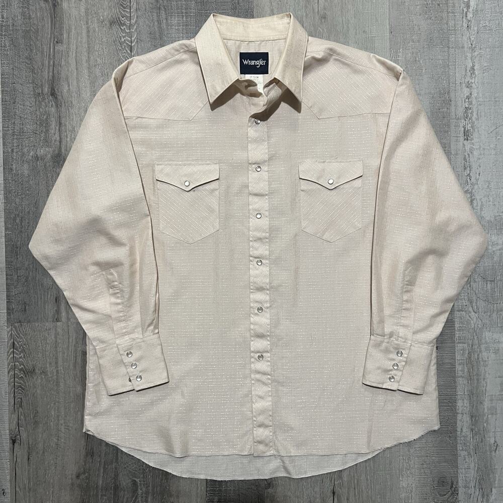 Vintage Wrangler Western cotton Pearl Snap Shirt Large Long Sleeve Rockabilly 2X